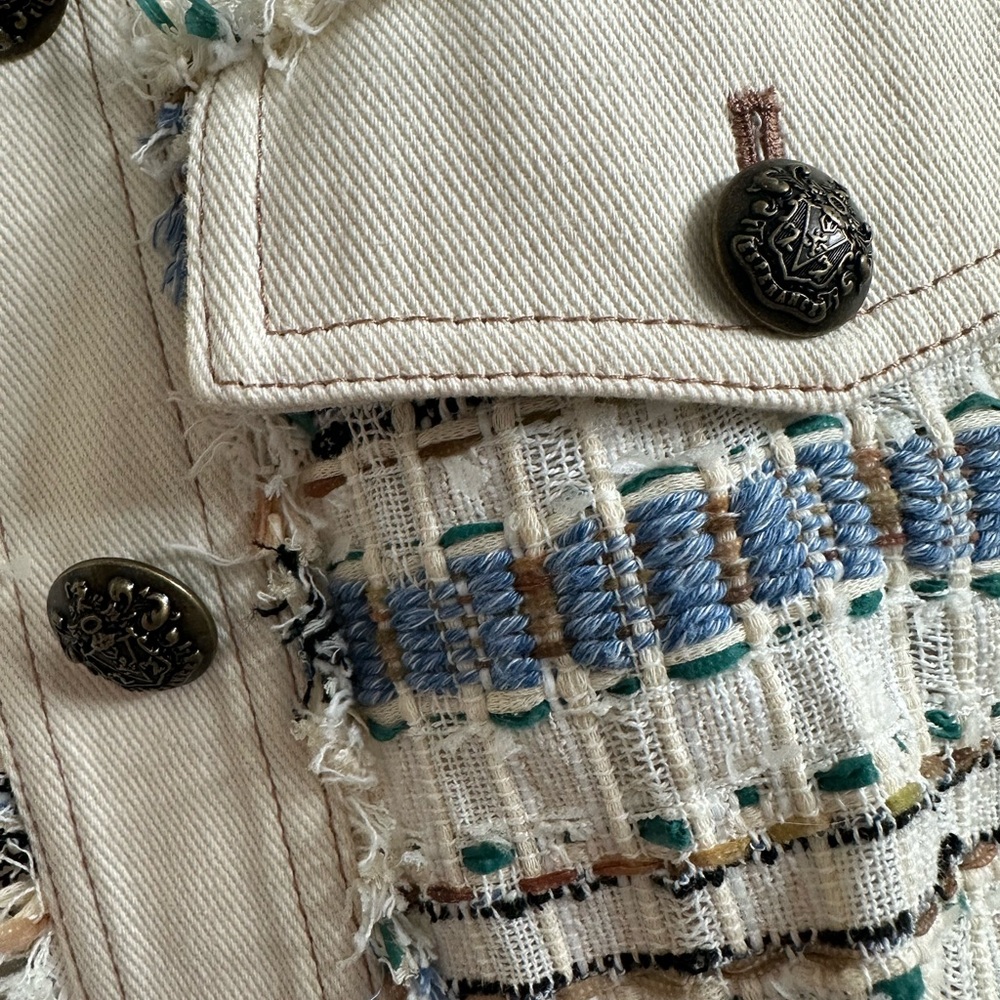 Veronica Beard Cream and Blue Tweed Blazer - Picture 4 of 9